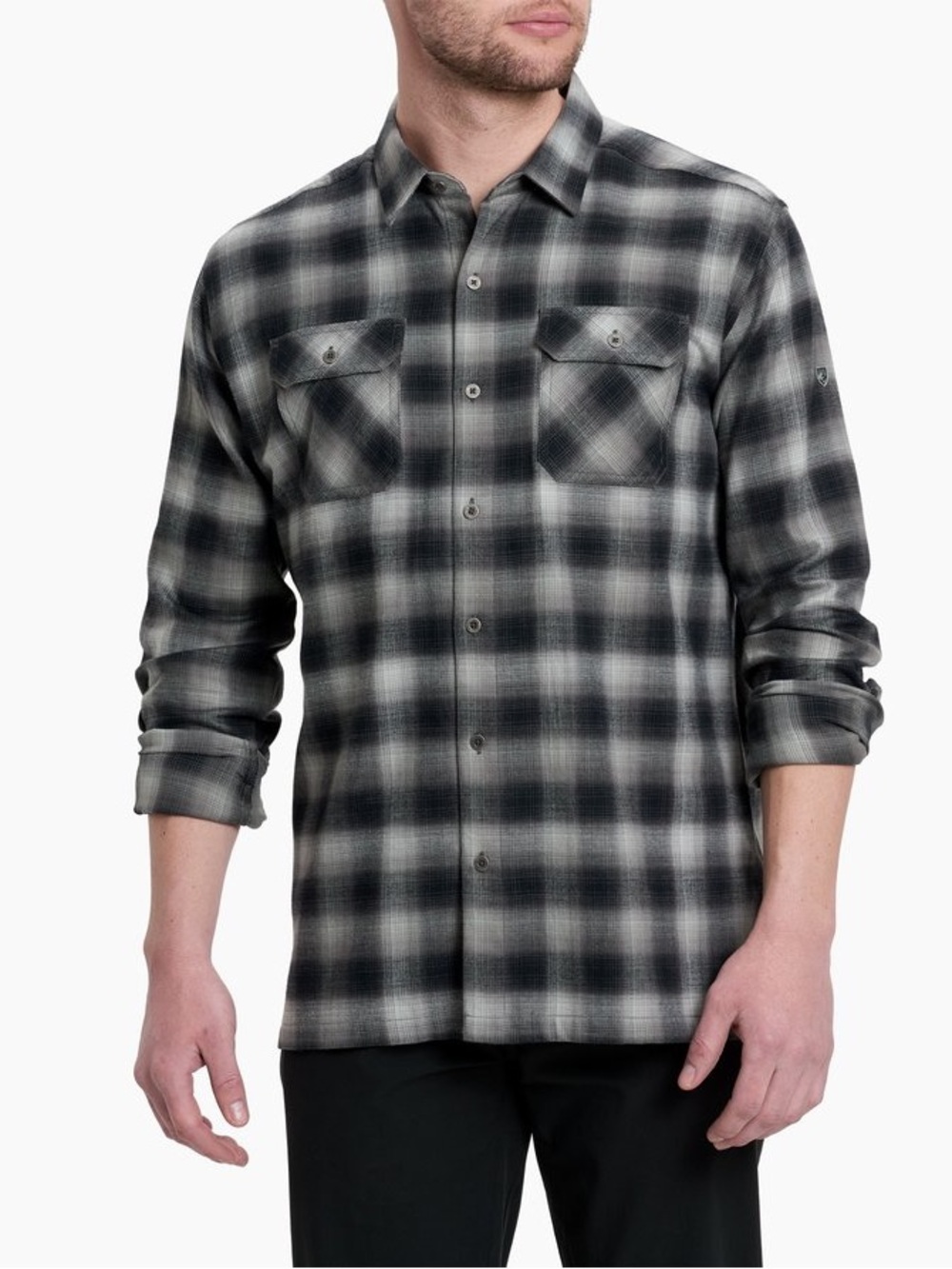 KUHL DILLINGR FLANNEL Classic Casual Everyday Button Up Shirt Gray Medium $99